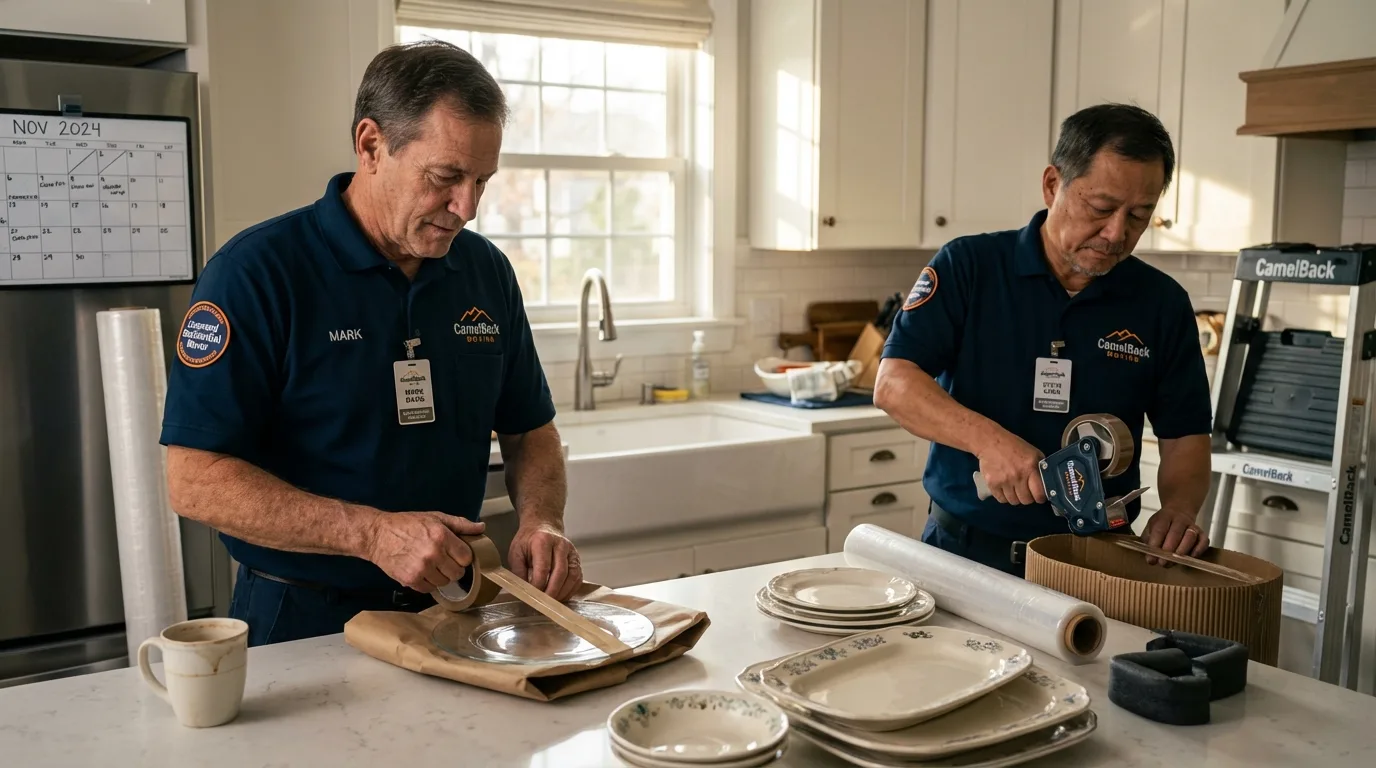 Professional crew packing kitchen dishware in Cleveland, TN
